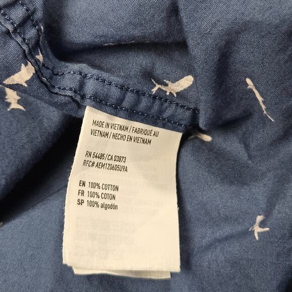 American Eagle Shirt Large Blue Sharks All Over Print Seriously Soft Short Slve - Picture 4 of 5